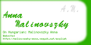 anna malinovszky business card